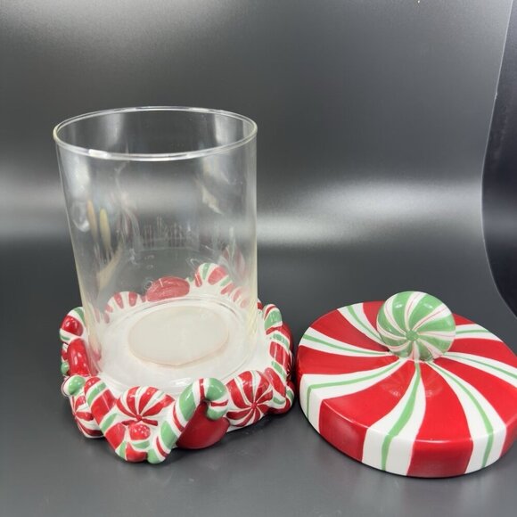 ST NICHOLAS SQUARE Candy Greetings Ceramic Candy Dish Canister Jar Container VTG - Picture 12 of 14